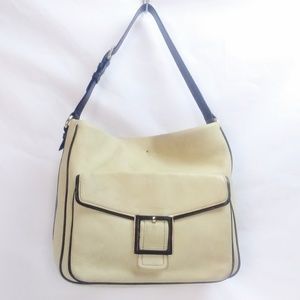 KATE SPADE IVORY BROWN TRIM LARGE SHOULDER BAG GUC